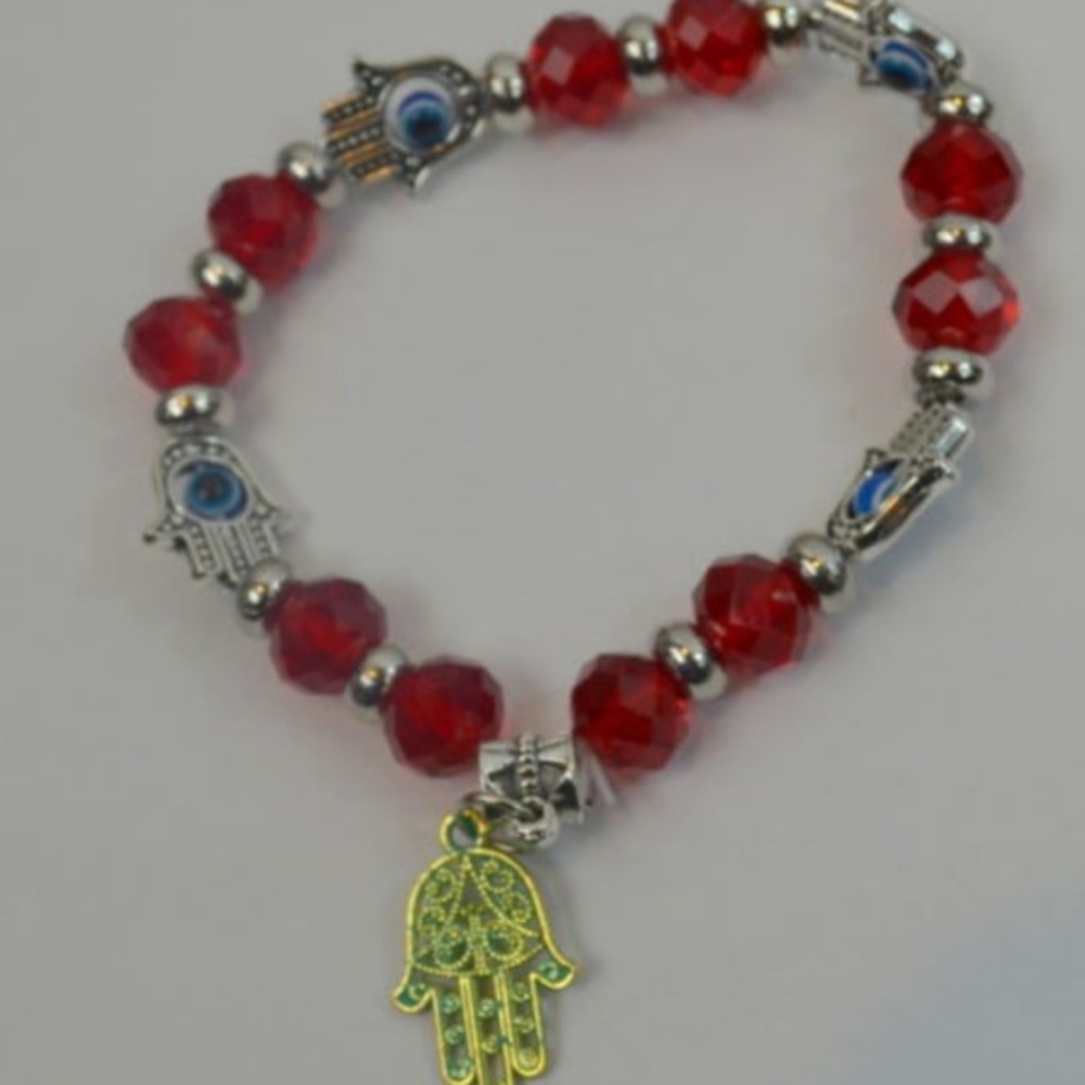 Evil Eye Hamsa Bracelet Stretch String Beads Lucky